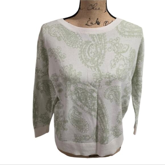 ANN TAYLOR LOFT Paisley Dolman Sleeve Sweater Matcha Latte‎ XSmall - Picture 6 of 9